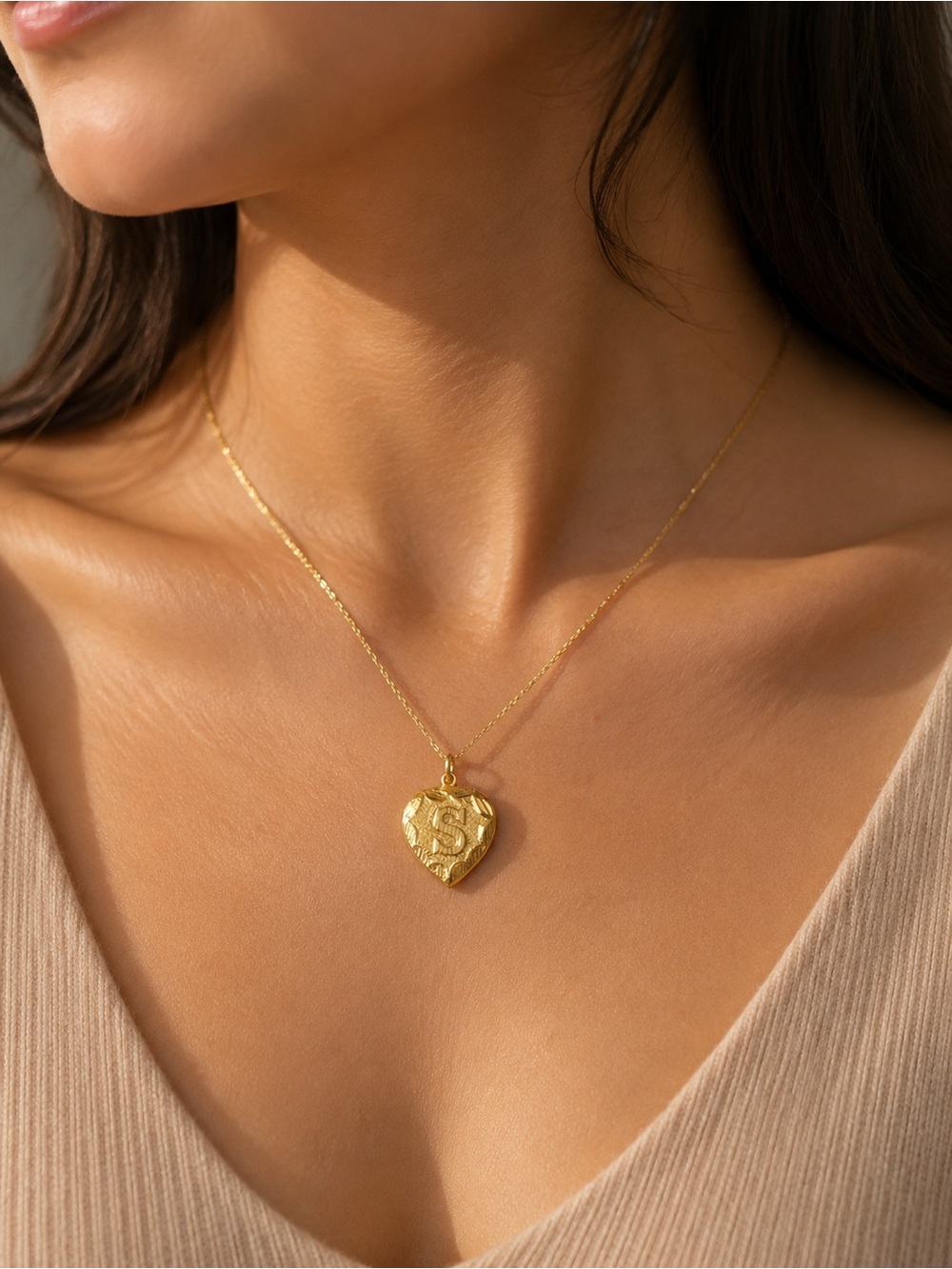 22K Solid Yellow Gold Pendant Initial Letter S Hallmark 916 Handcrafted Genuine